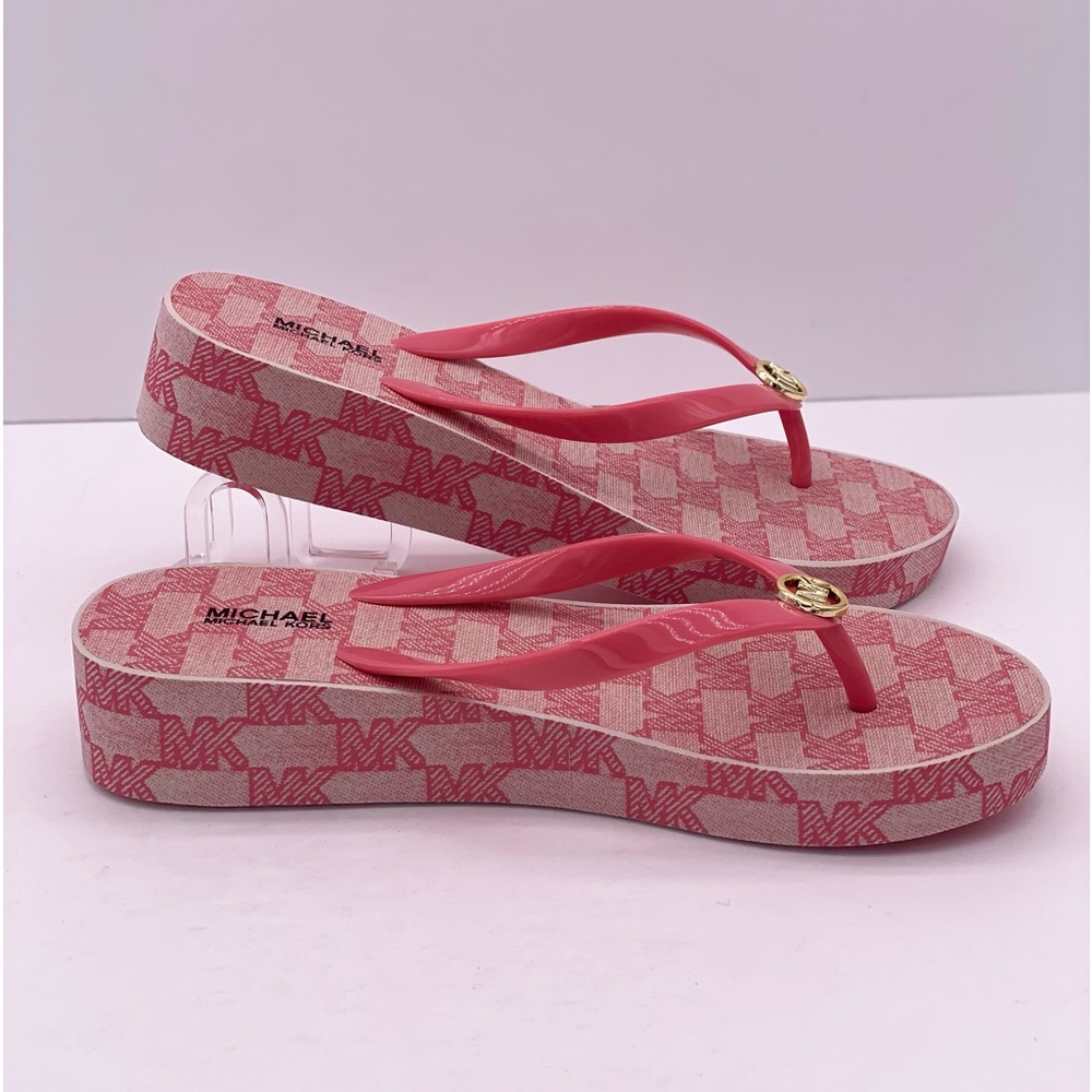 Michael Kors Bedford Logo MK Women’s Wedge Flip Flop Sandals - Picture 5 of 8